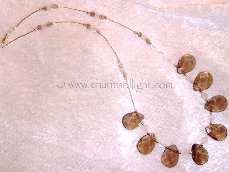 Smokey Quartz, Rose Quartz & Silver Necklace